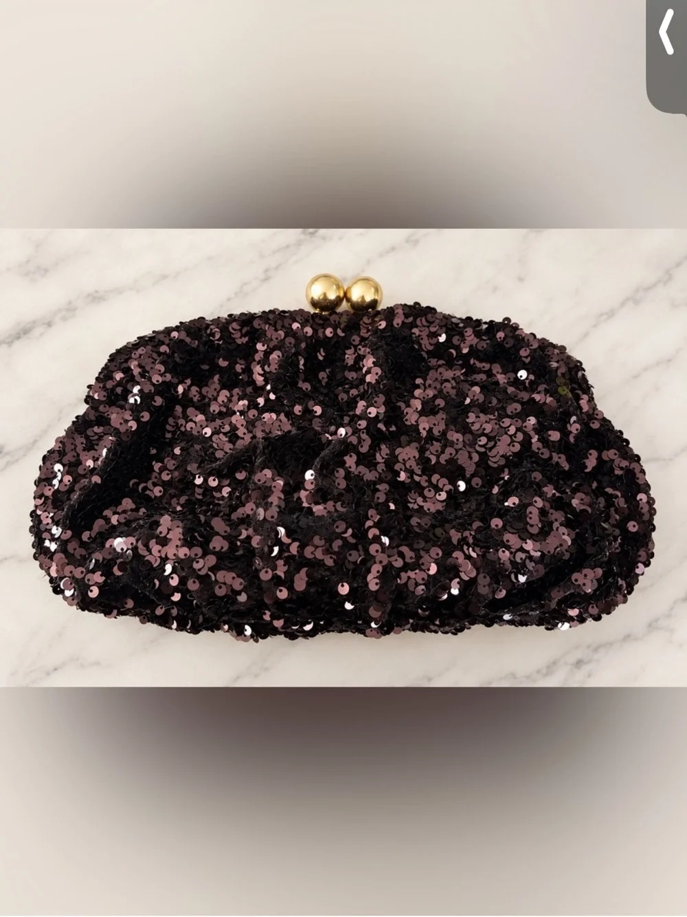 Zara Plum Sequin Clutch with Gold Kiss-Lock